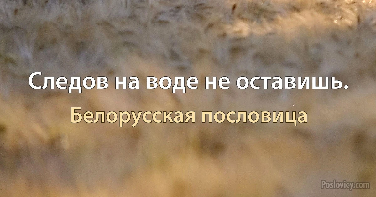 Следов на воде не оставишь. (Белорусская пословица)