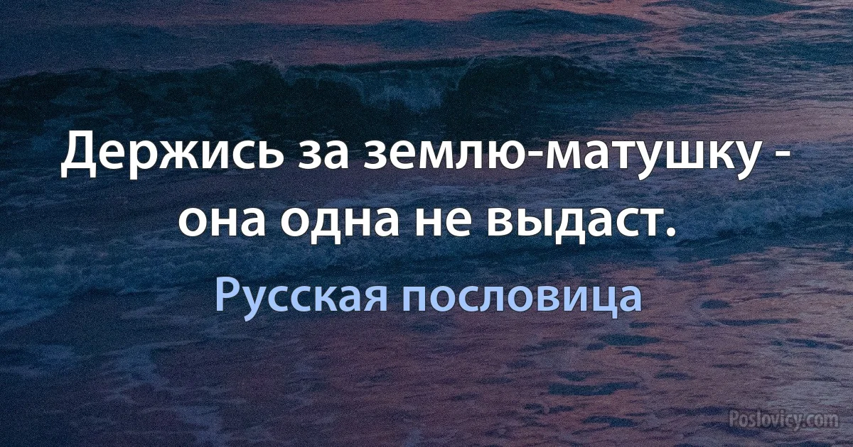 Держись за землю-матушку - она одна не выдаст. (Русская пословица)