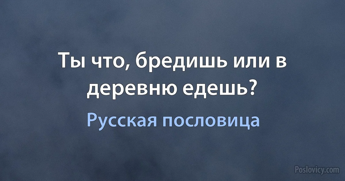 Ты что, бредишь или в деревню едешь? (Русская пословица)