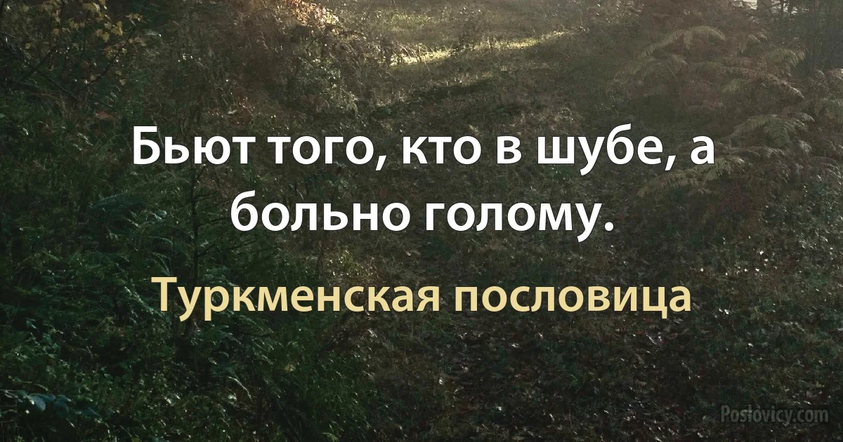 Бьют того, кто в шубе, а больно голому. (Туркменская пословица)