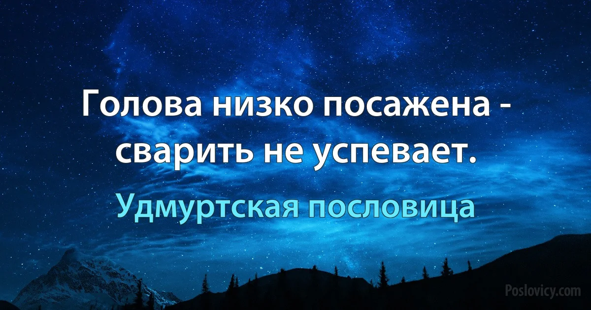 Голова низко посажена - сварить не успевает. (Удмуртская пословица)