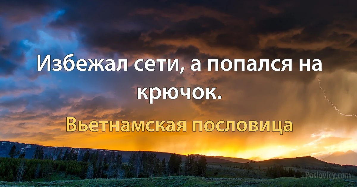 Избежал сети, а попался на крючок. (Вьетнамская пословица)