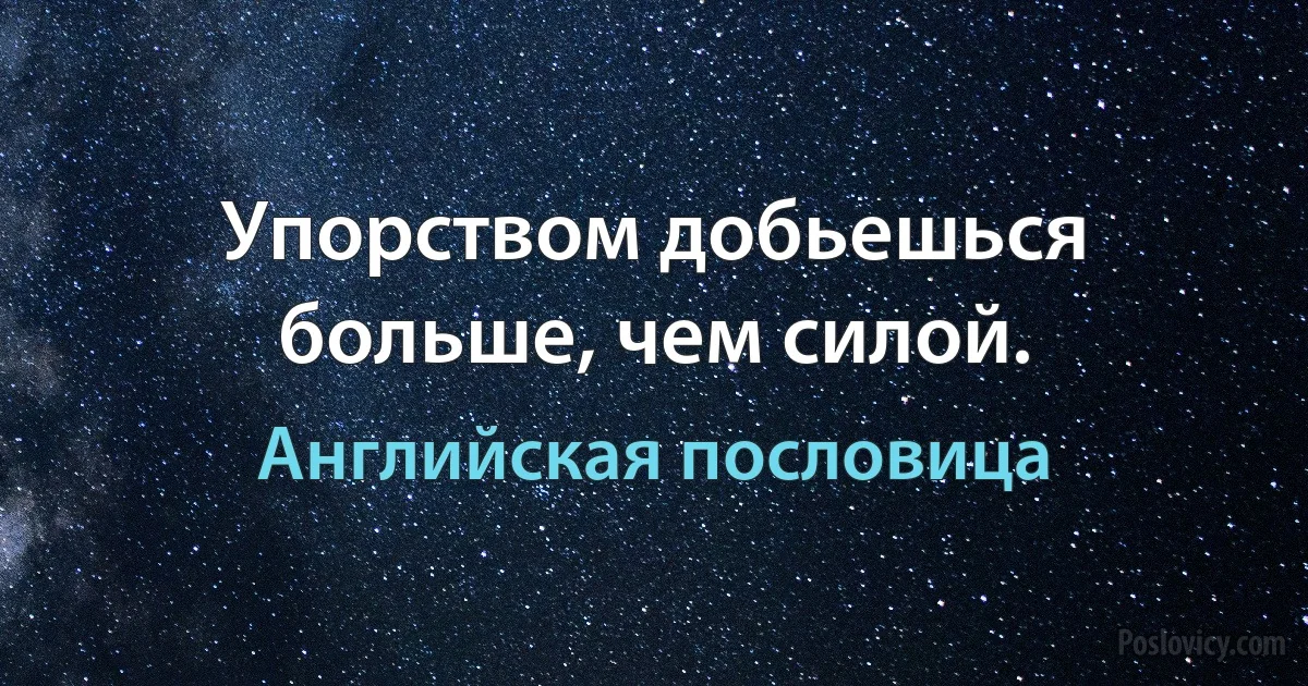 Упорством добьешься больше, чем силой. (Английская пословица)