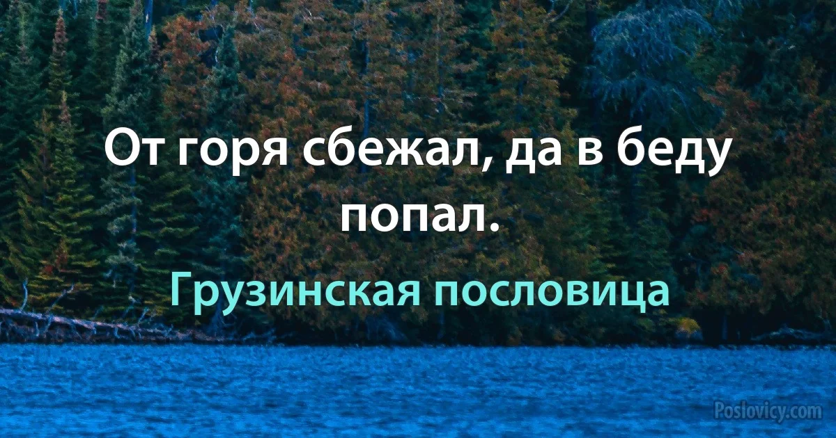 От горя сбежал, да в беду попал. (Грузинская пословица)