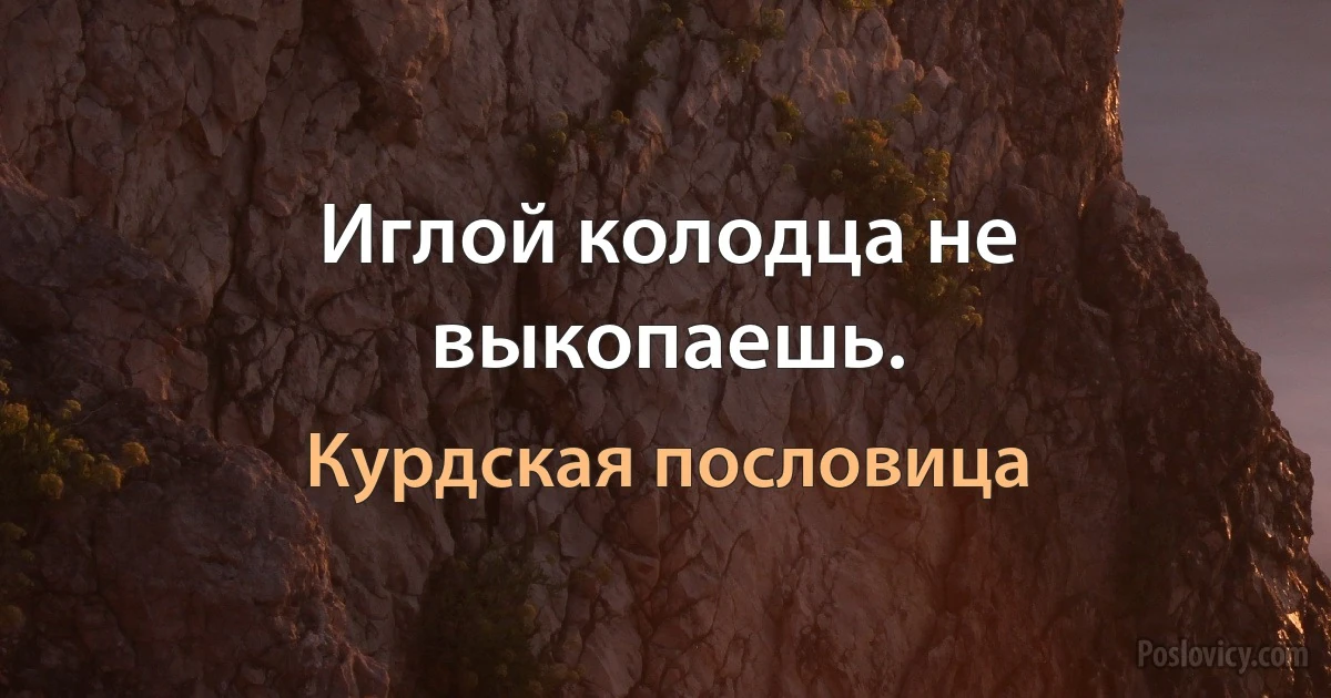 Иглой колодца не выкопаешь. (Курдская пословица)