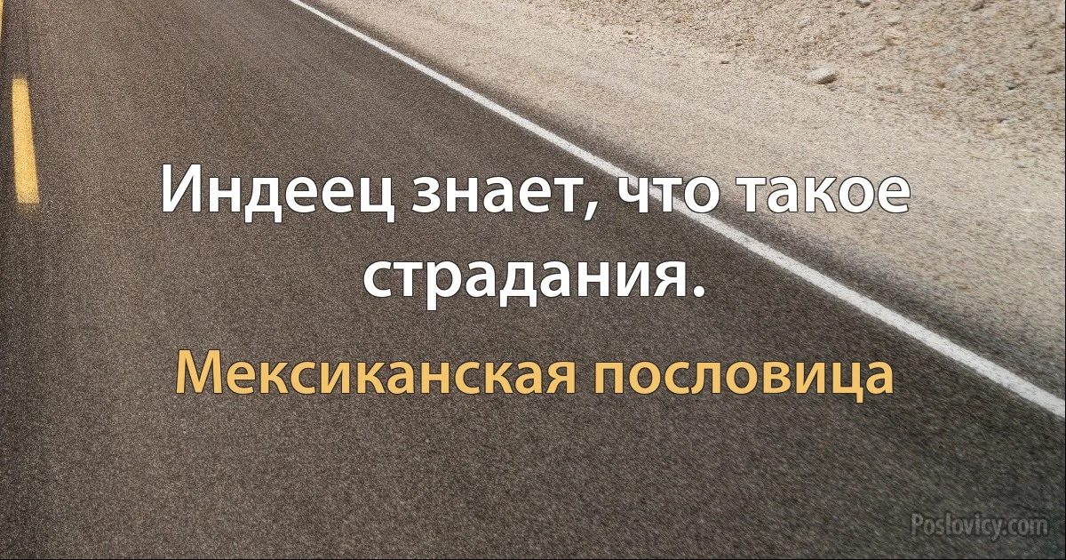 Индеец знает, что такое страдания. (Мексиканская пословица)