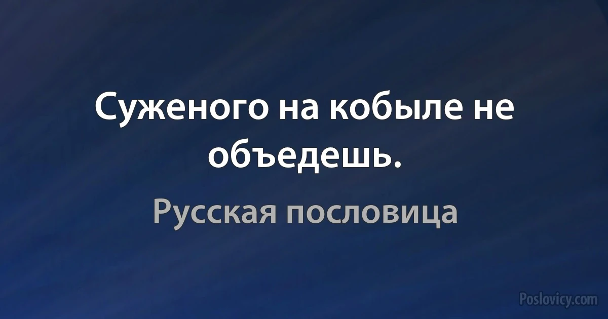 Суженого на кобыле не объедешь. (Русская пословица)