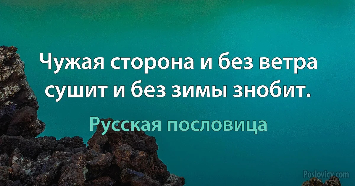 Чужая сторона и без ветра сушит и без зимы знобит. (Русская пословица)