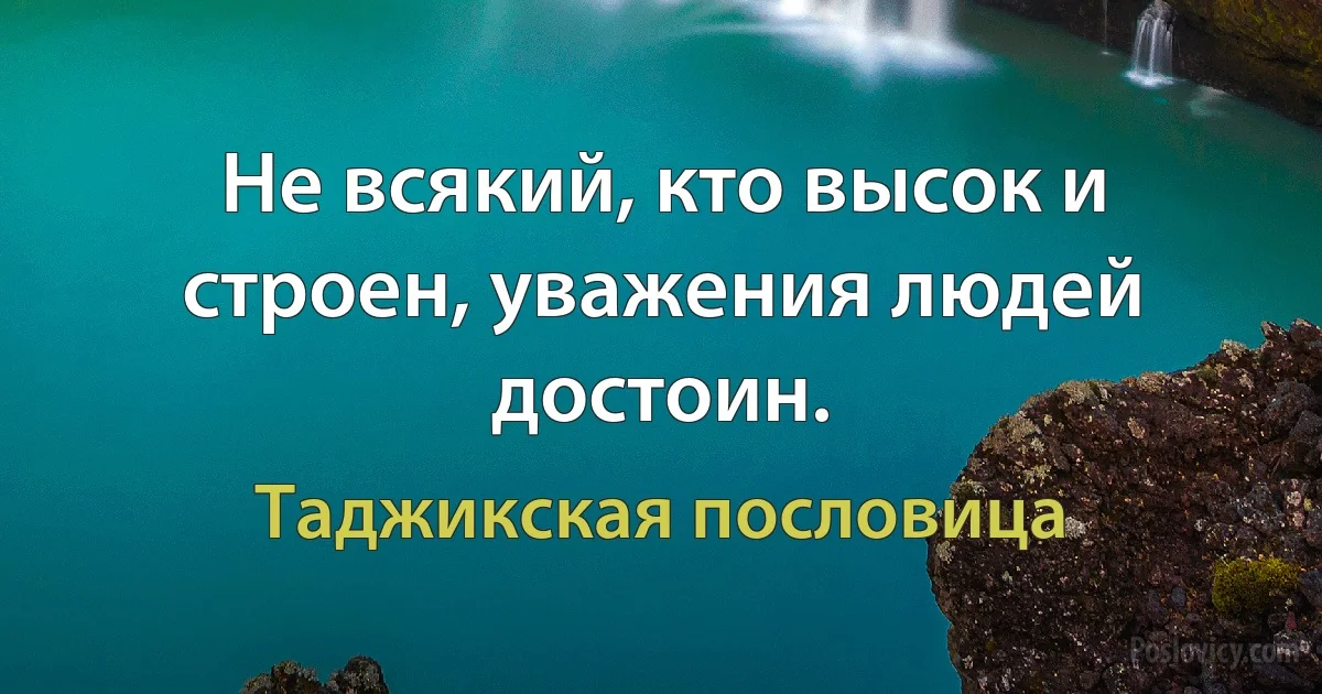 Не всякий, кто высок и строен, уважения людей достоин. (Таджикская пословица)