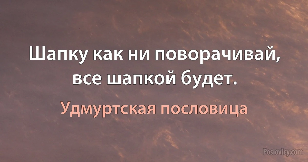 Шапку как ни поворачивай, все шапкой будет. (Удмуртская пословица)