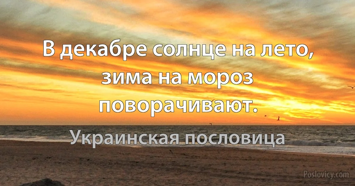 В декабре солнце на лето, зима на мороз поворачивают. (Украинская пословица)