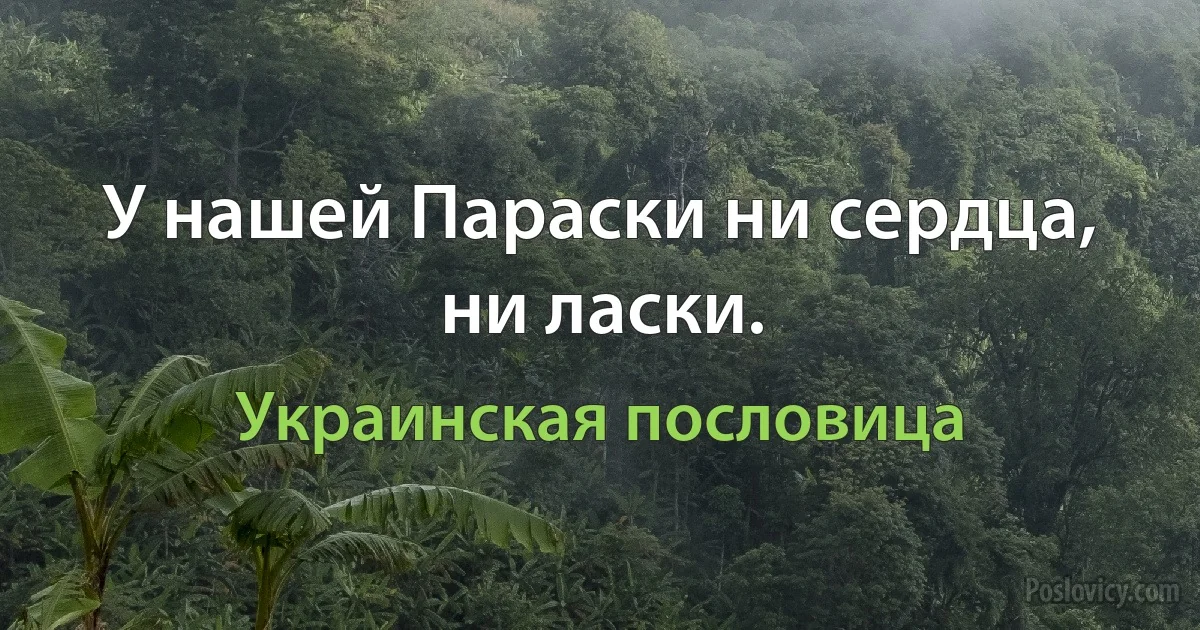 У нашей Параски ни сердца, ни ласки. (Украинская пословица)