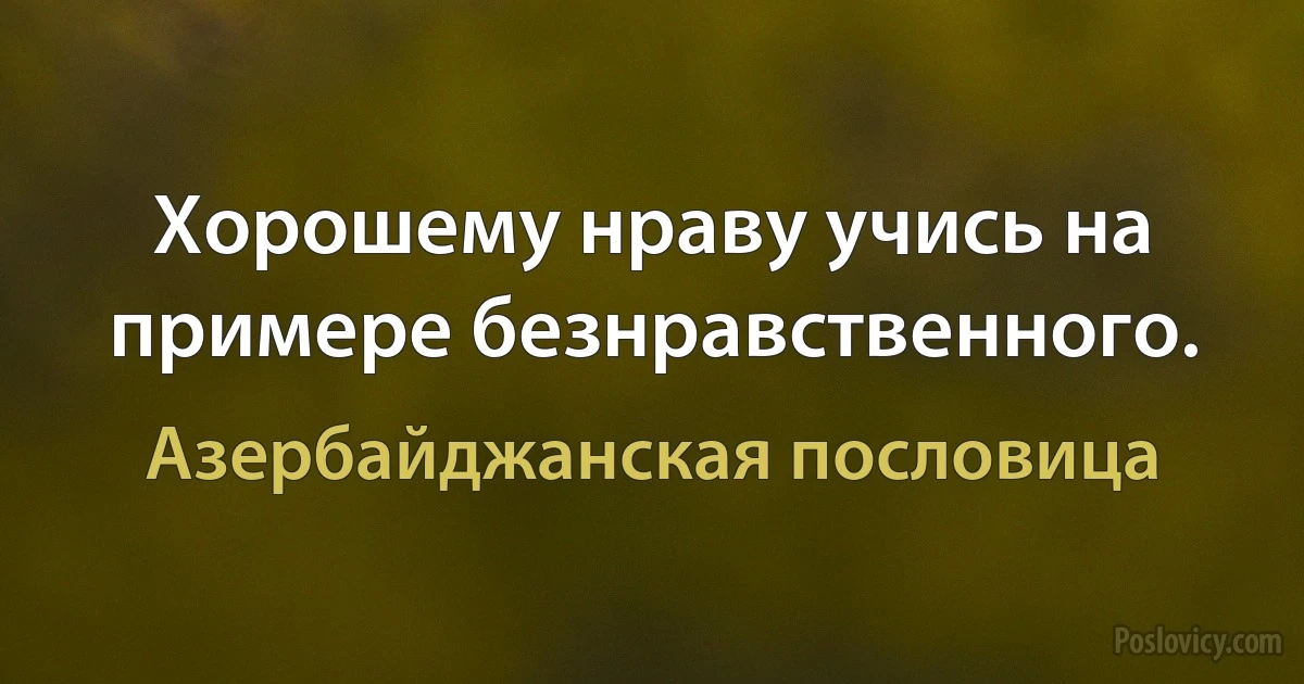 Хорошему нраву учись на примере безнравственного. (Азербайджанская пословица)