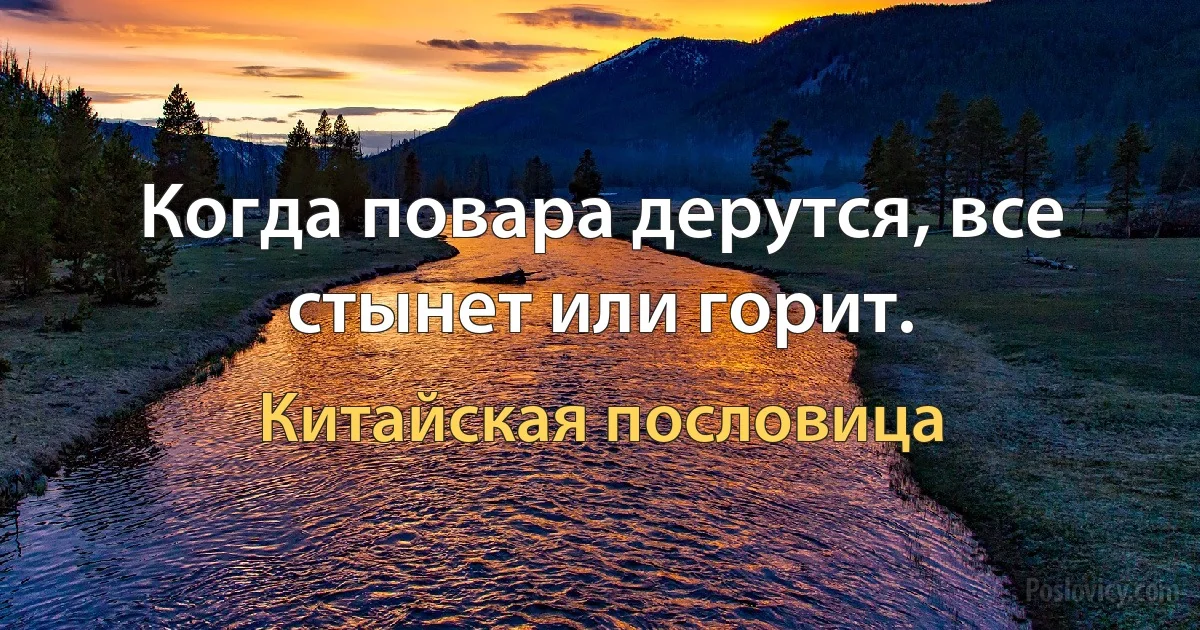 Когда повара дерутся, все стынет или горит. (Китайская пословица)