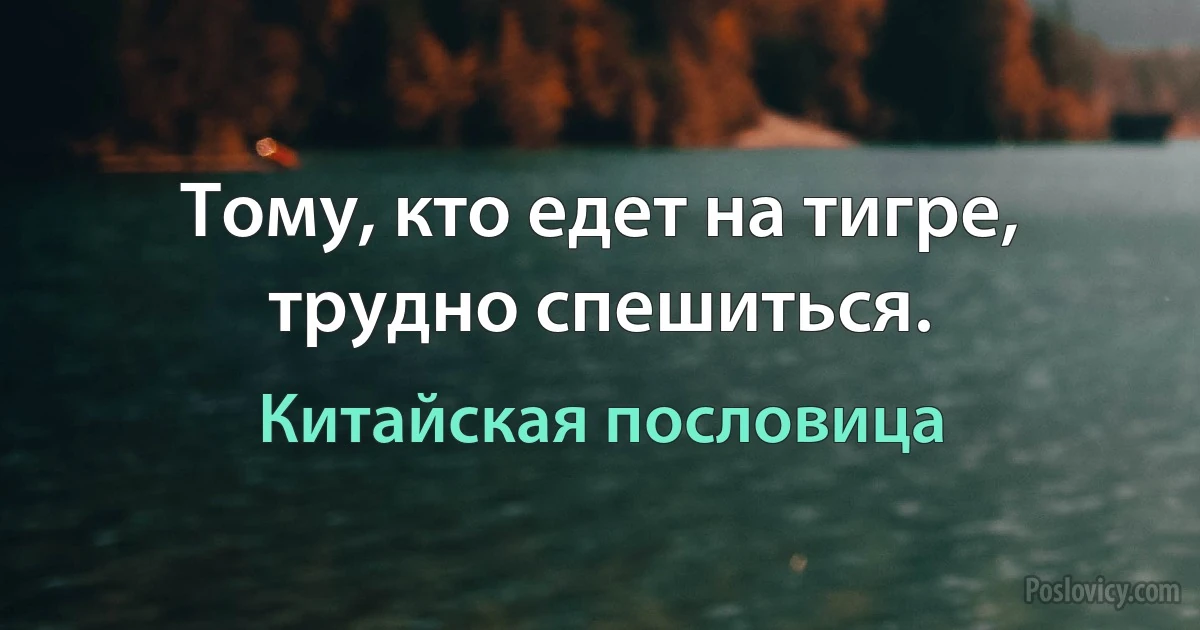 Тому, кто едет на тигре, трудно спешиться. (Китайская пословица)