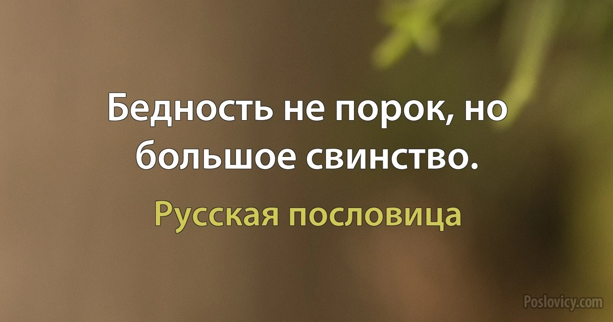 Бедность не порок, но большое свинство. (Русская пословица)