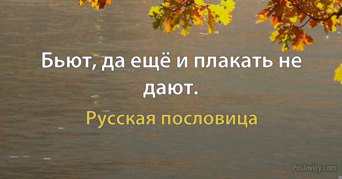 Бьют, да ещё и плакать не дают. (Русская пословица)