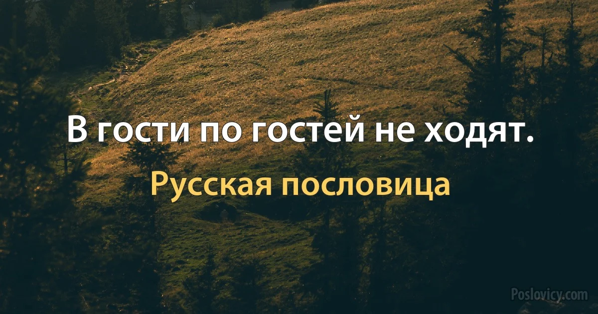 В гости по гостей не ходят. (Русская пословица)