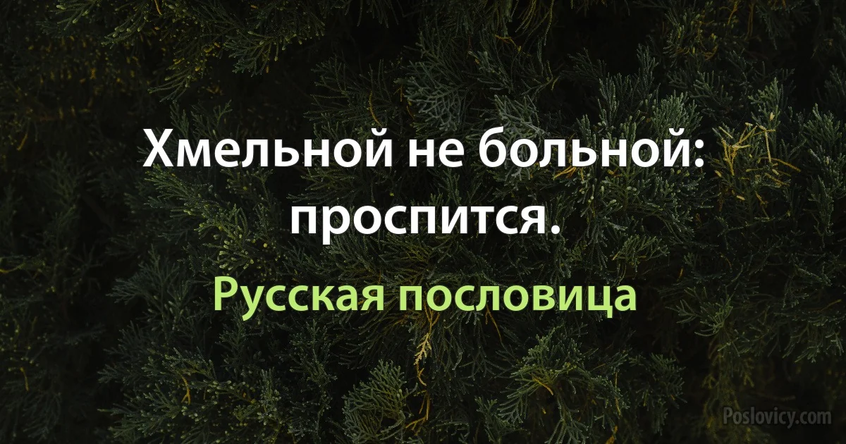 Хмельной не больной: проспится. (Русская пословица)