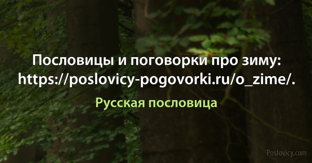 Пословицы и поговорки про зиму: https://poslovicy-pogovorki.ru/o_zime/. (Русская пословица)