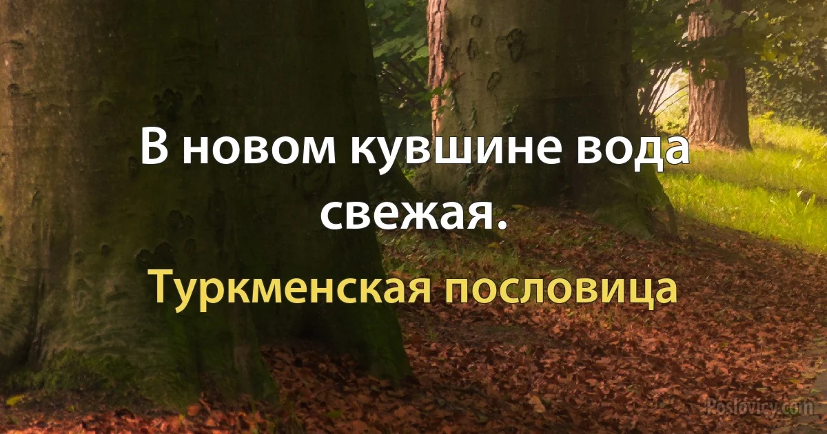 В новом кувшине вода свежая. (Туркменская пословица)