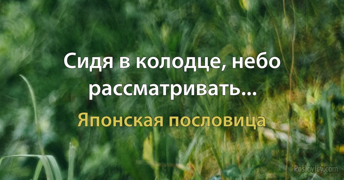 Сидя в колодце, небо рассматривать... (Японская пословица)