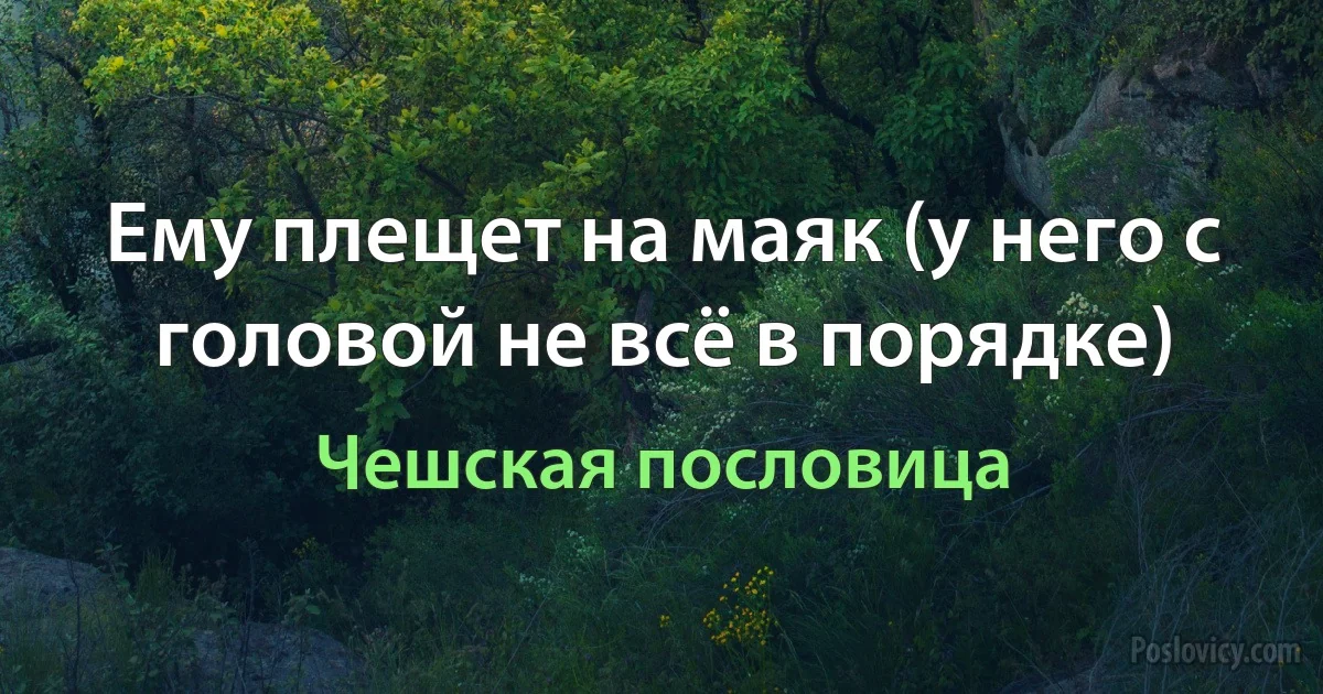 Ему плещет на маяк (у него с головой не всё в порядке) (Чешская пословица)