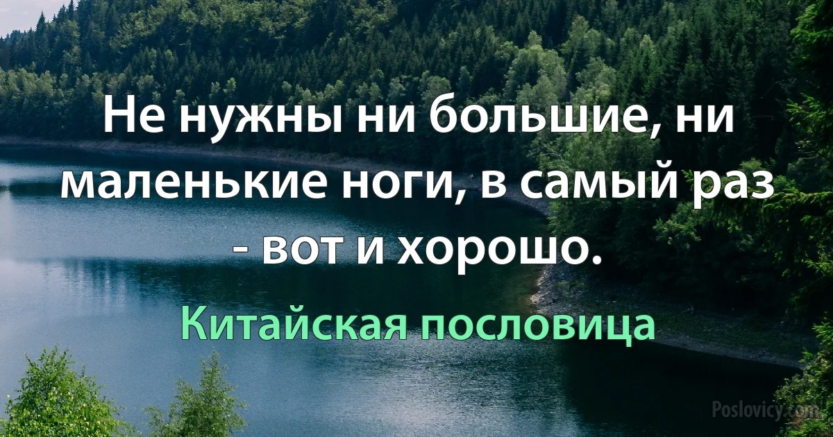 Не нужны ни большие, ни маленькие ноги, в самый раз - вот и хорошо. (Китайская пословица)