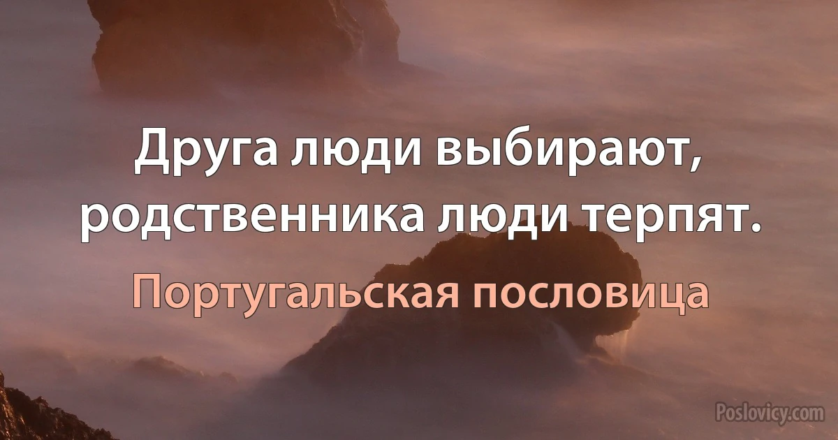 Друга люди выбирают, родственника люди терпят. (Португальская пословица)