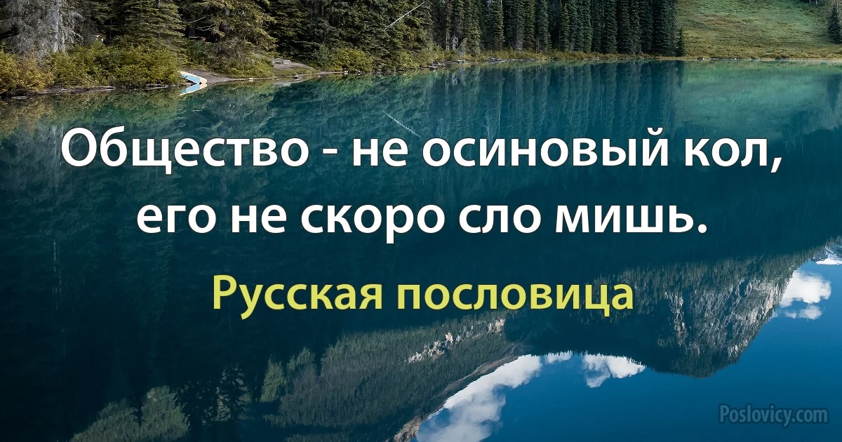 Общество - не осиновый кол, его не скоро сло мишь. (Русская пословица)