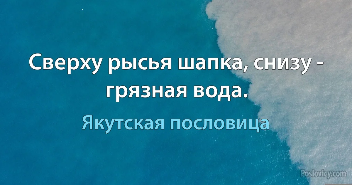 Сверху рысья шапка, снизу - грязная вода. (Якутская пословица)