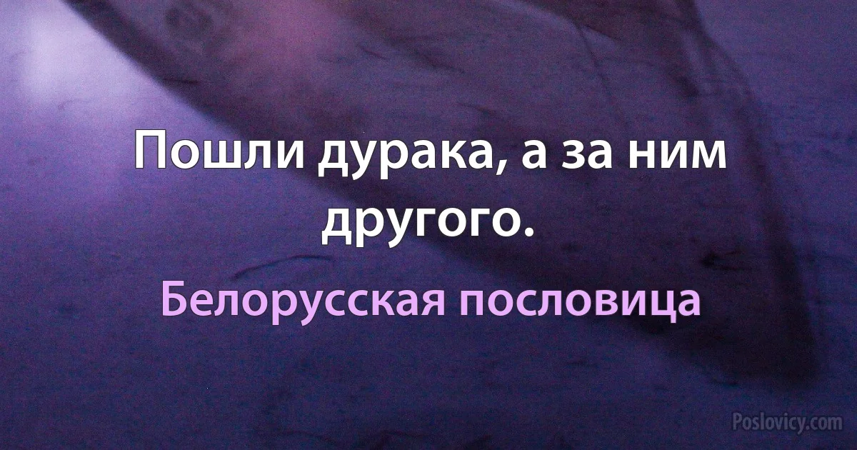 Пошли дурака, а за ним другого. (Белорусская пословица)