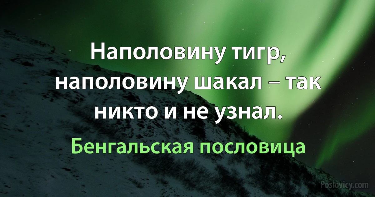 Наполовину тигр, наполовину шакал – так никто и не узнал. (Бенгальская пословица)