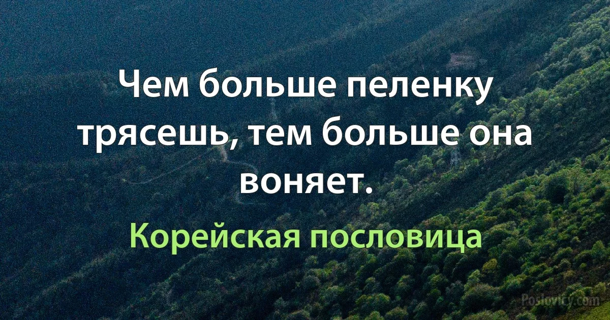 Чем больше пеленку трясешь, тем больше она воняет. (Корейская пословица)