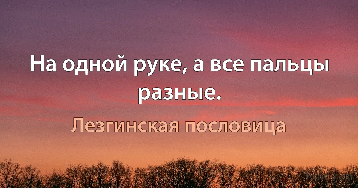 На одной руке, а все пальцы разные. (Лезгинская пословица)