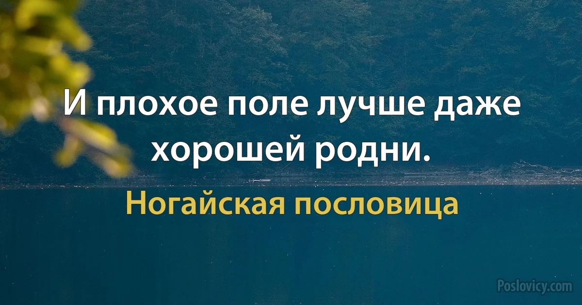 И плохое поле лучше даже хорошей родни. (Ногайская пословица)