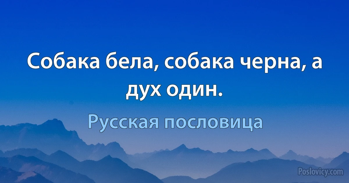 Собака бела, собака черна, а дух один. (Русская пословица)