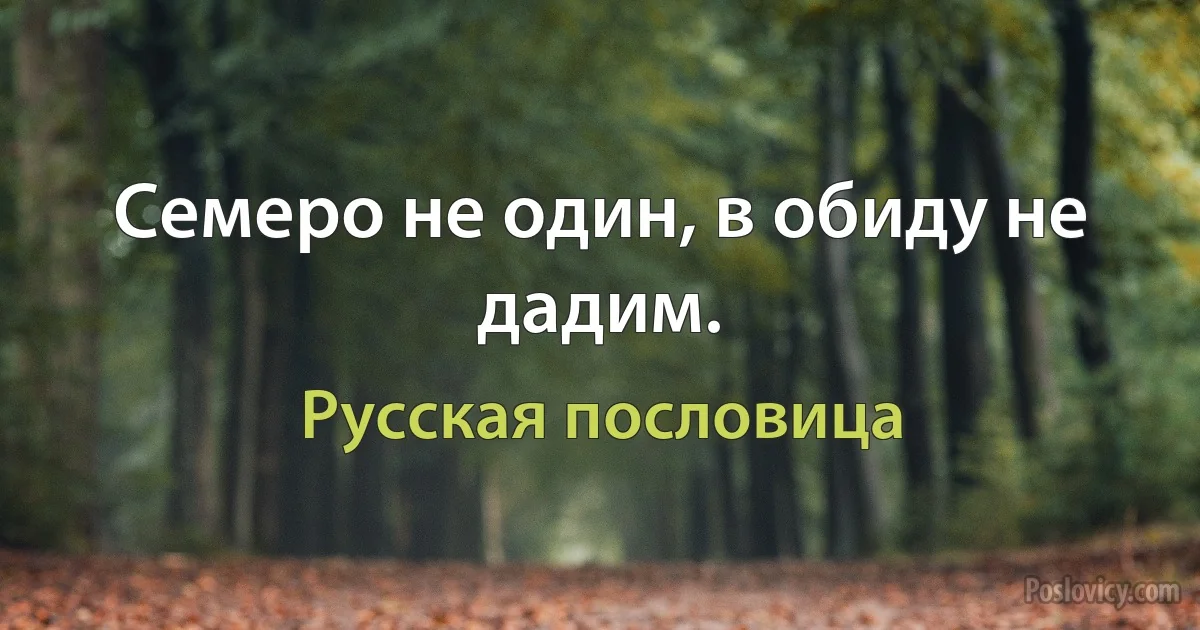 Семеро не один, в обиду не дадим. (Русская пословица)