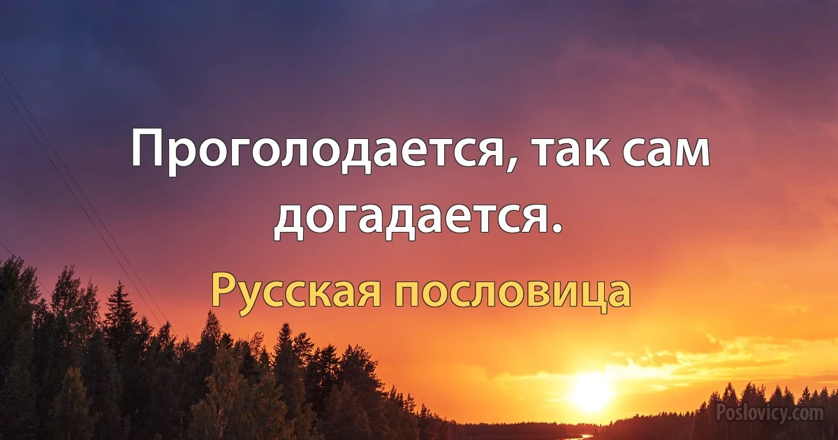 Проголодается, так сам догадается. (Русская пословица)