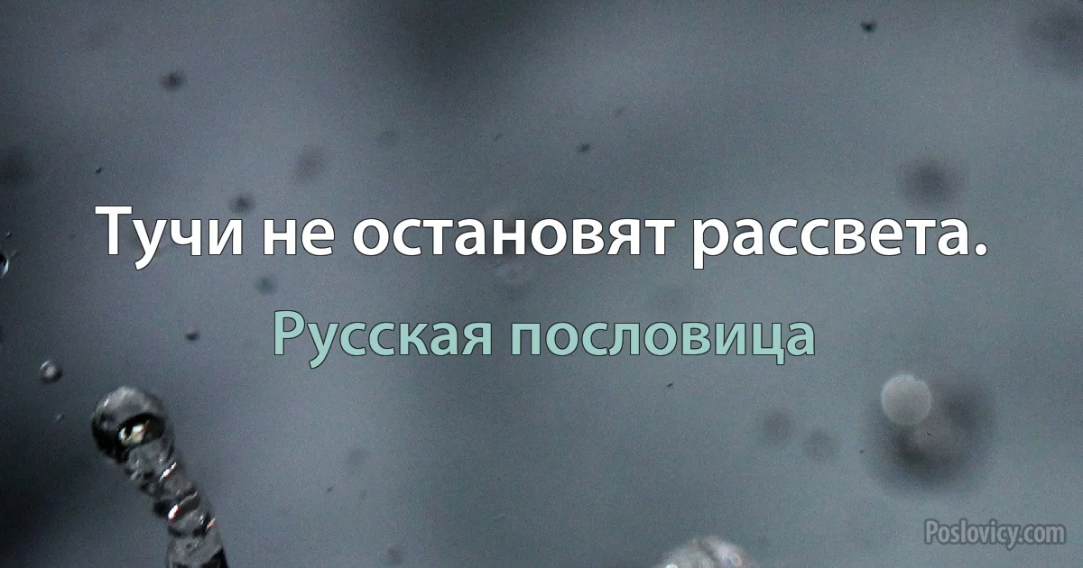 Тучи не остановят рассвета. (Русская пословица)