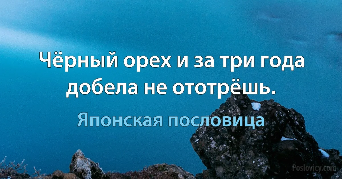 Чёрный орех и за три года добела не ототрёшь. (Японская пословица)