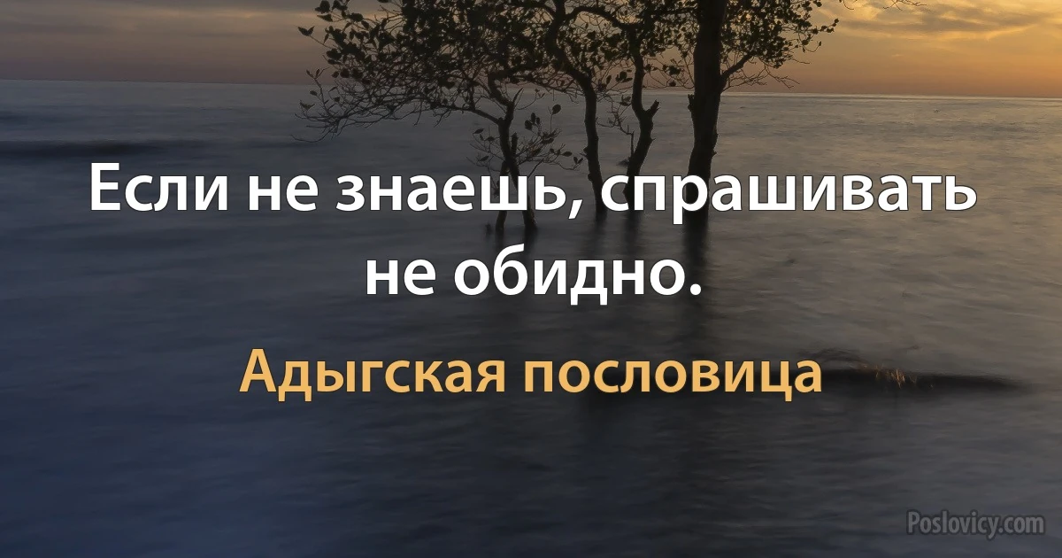 Если не знаешь, спрашивать не обидно. (Адыгская пословица)