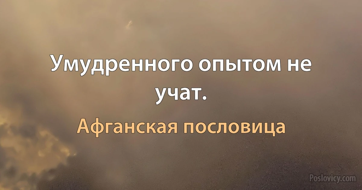 Умудренного опытом не учат. (Афганская пословица)