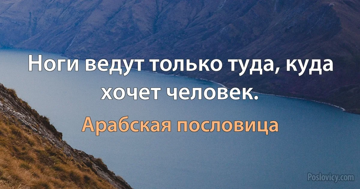 Ноги ведут только туда, куда хочет человек. (Арабская пословица)