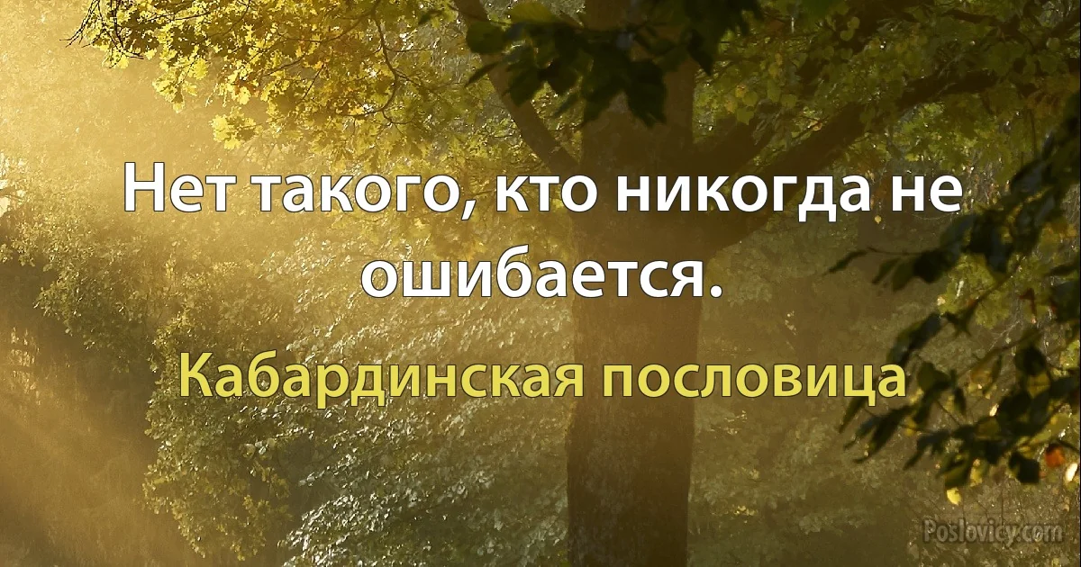 Нет такого, кто никогда не ошибается. (Кабардинская пословица)