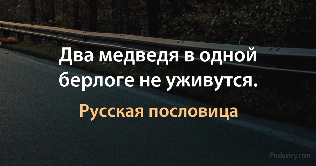 Два медведя в одной берлоге не уживутся. (Русская пословица)