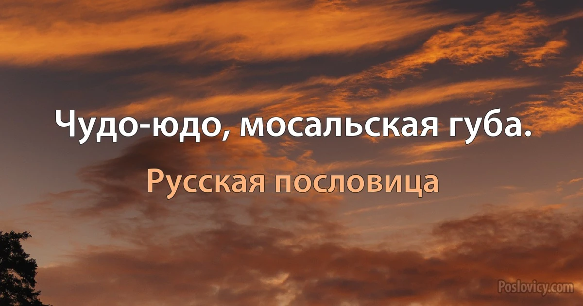 Чудо-юдо, мосальская губа. (Русская пословица)