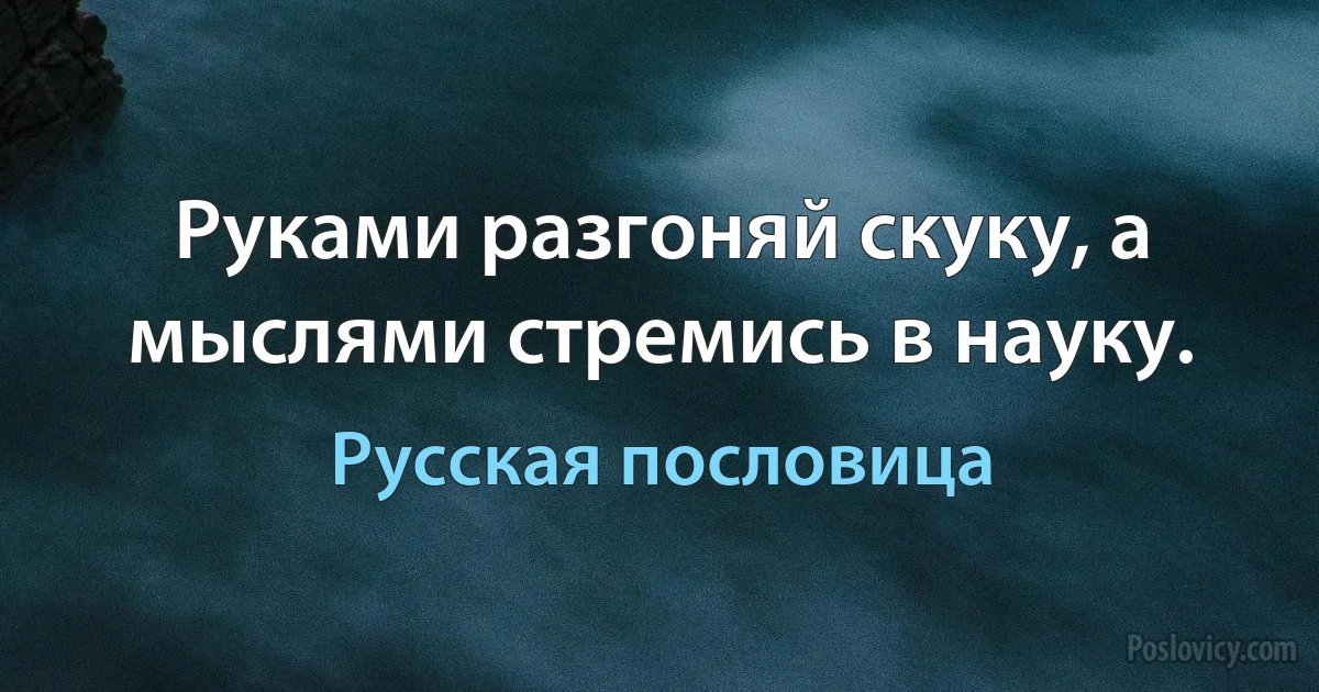 Руками разгоняй скуку, а мыслями стремись в науку. (Русская пословица)