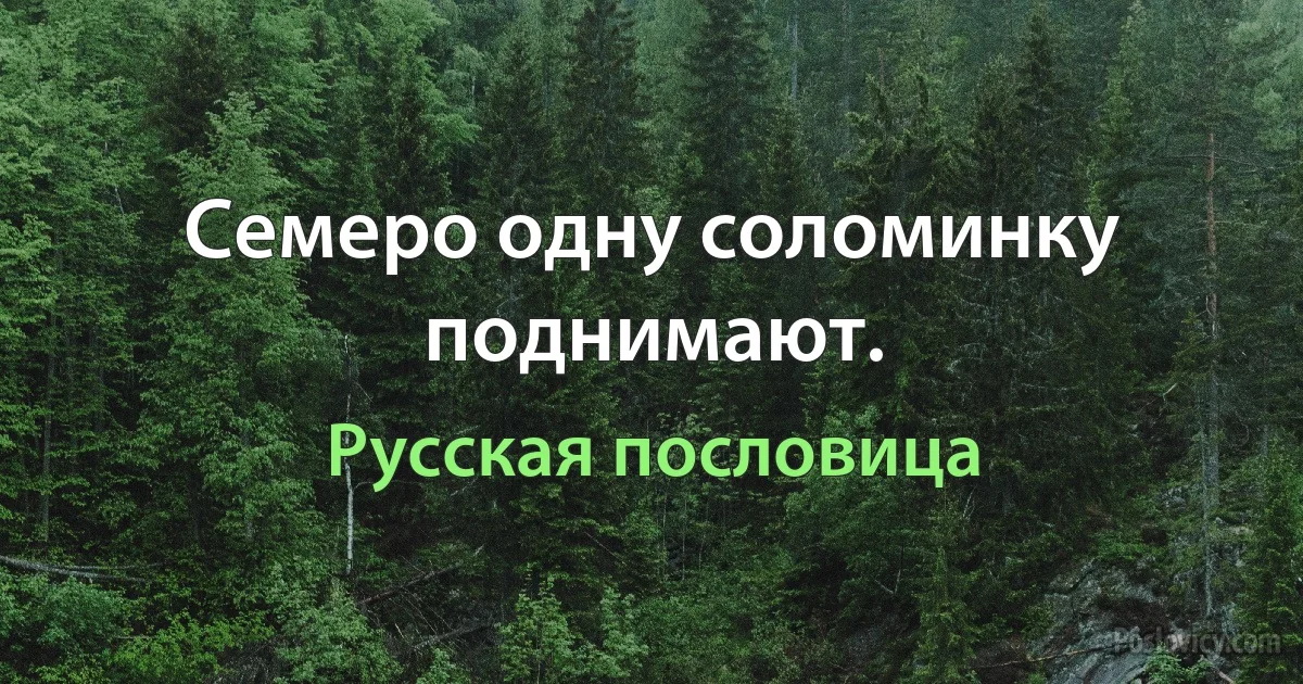 Семеро одну соломинку поднимают. (Русская пословица)