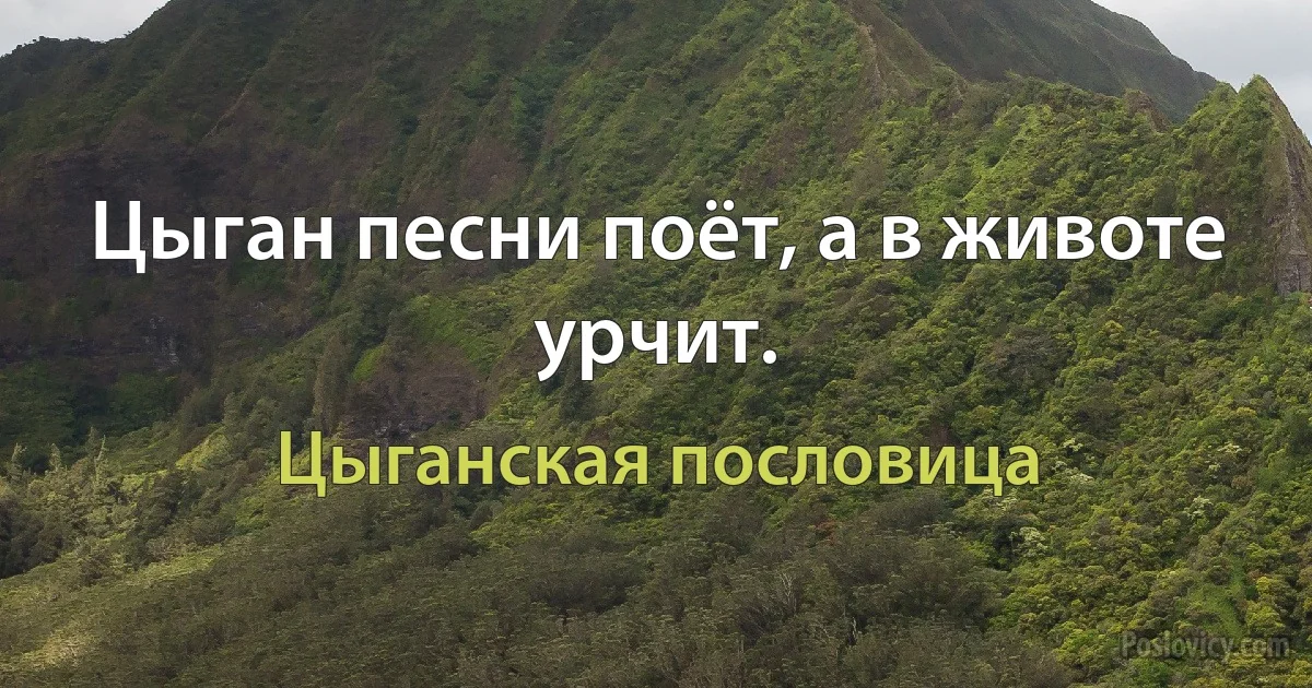 Цыган песни поёт, а в животе урчит. (Цыганская пословица)